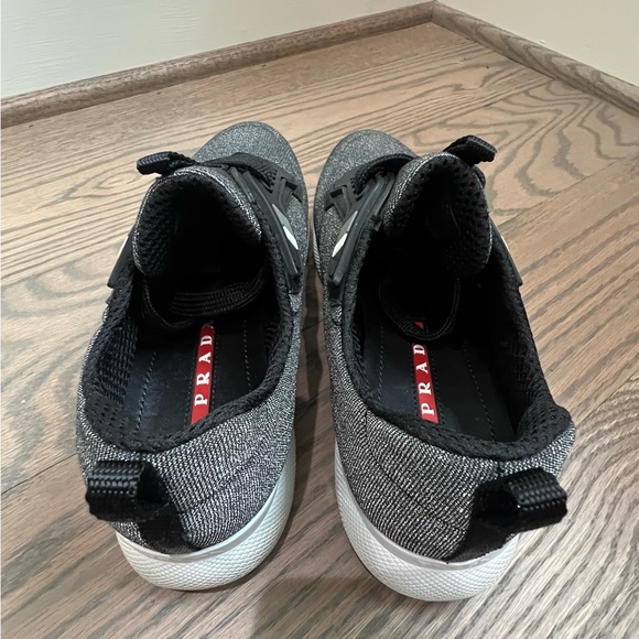 Prada Platform Black Metallic Sneakers Oxfords size 36 1/2 or 6.5 - Picture 9 of 11